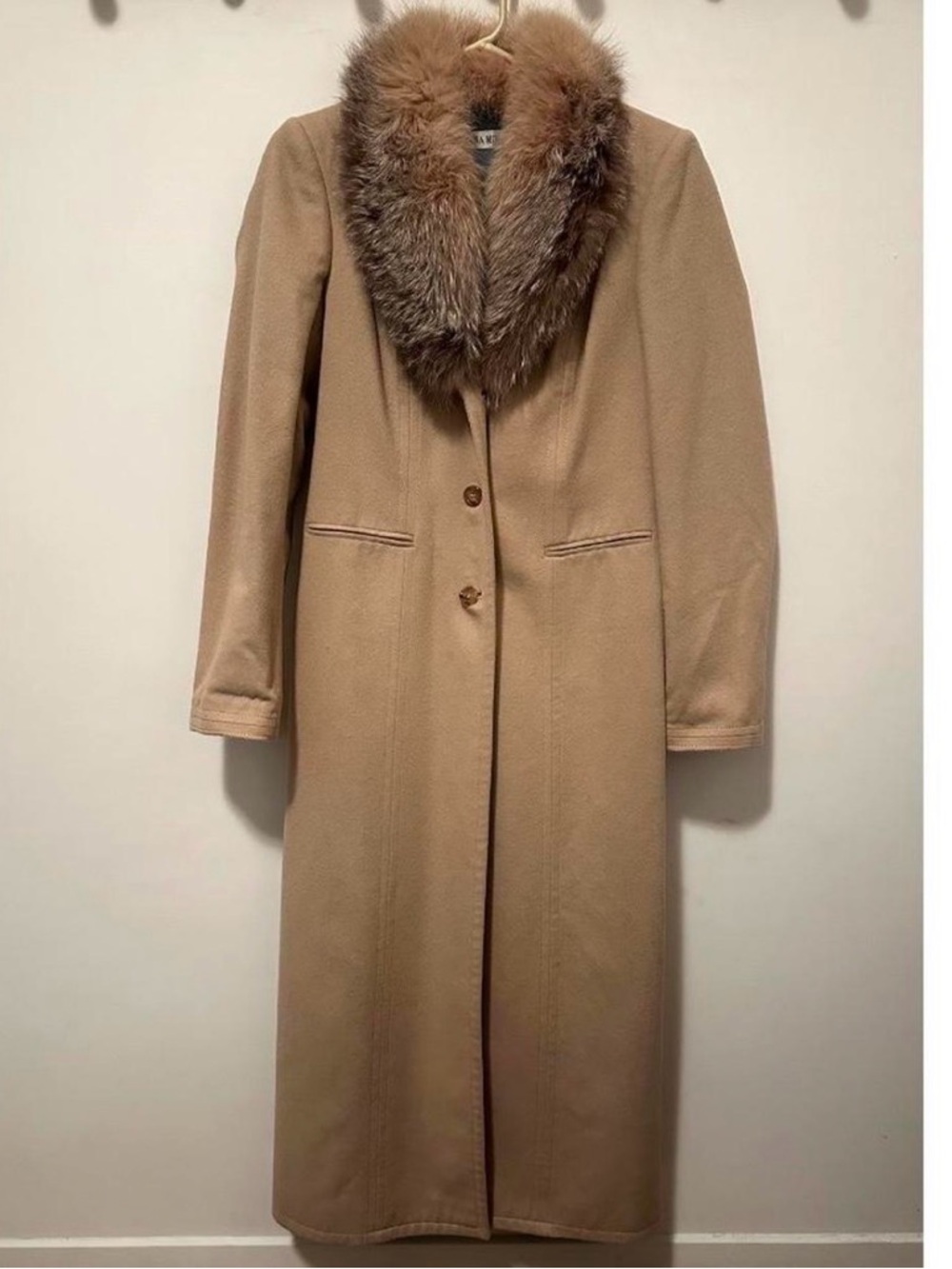 Vintage Y2K - Anna Molinari Wool Coat w/ Fur Collar Made in Italy - EU 42 (Med) - Picture 2 of 8